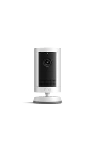 Like-New Ring Outdoor Cam Plus, Battery, Home or business security, Wide-Angle 2K Video with Ring Vision, Low-Light Sight for full-color night vision, Mount-Anywhere Versatility, White