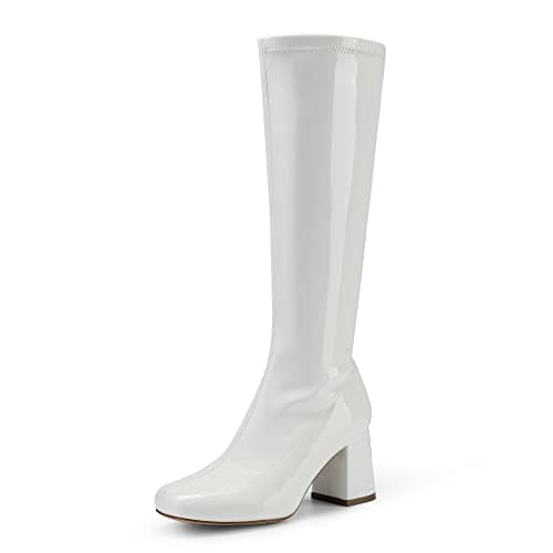 DREAM PAIRS Women's Gogo Boots Chunky Knee High Boots | Wide Calf Square Toe comfortable Boots for Party Daily Disco Outfit Fashion Cute Boots
