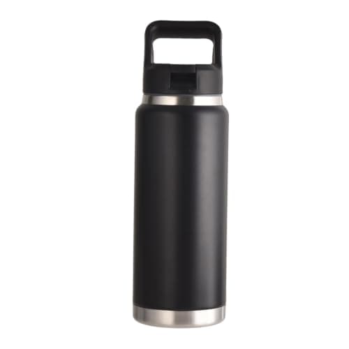 CYPHERTAN 27oz Water Bottle with Straw Lid Vacuum Insulated Stainless Steel BPA-Free Reusable Cup for School, Sports, Travel (Black)