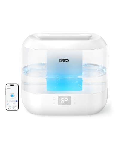 DREO Smart Humidifiers for Bedroom, 4L Cool Mist Humidifier, White | Top Fill, Quiet Sleep 28 dB, 36H Runtime for large room, Touch/APP/Voice Control, Nightlight, ideal for Baby, Plants, Nursery