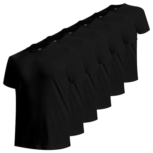 BAMBOO COOL Men's Undershirts Moisture Wicking Crewneck T Shirts 6 Pack | Breathable Stretch Soft Tees for Men, Soft & Durable, Comfortable Fit, Cooler, Casual Wear, Multiple Colors, Lightweight, Gym