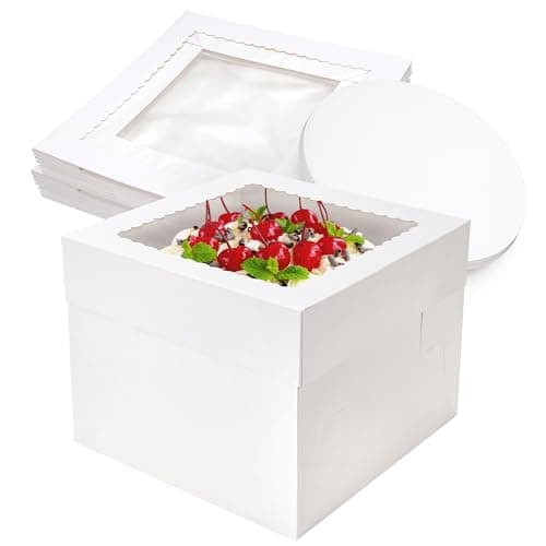 NPLUX 10 Pack Halloween Bakery Packaging, 10x10x8 Cake Boxes for Pickup
