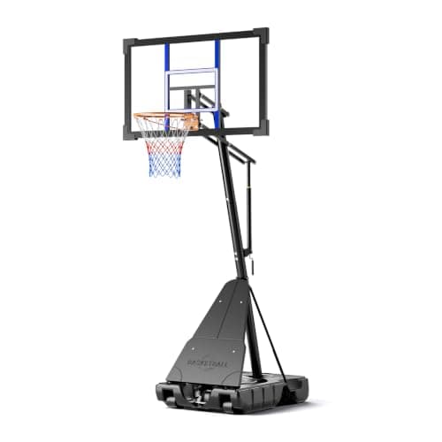 Asbest Adjustable Basketball Hoop Outdoor 10FT with 44/48 Inch Backboard, Portable Basketball Hoops & Goals Outdoor with Stepless Crank, for Youth Adults Kids