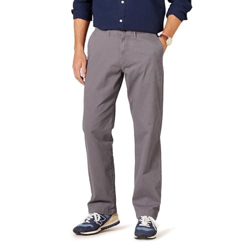 Amazon Essentials Men's Relaxed-Fit Casual Stretch Khaki, Dark Grey, 42W x 29L