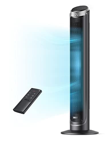 DREO Tower Fan for Bedroom, 90° Oscillating Fans that Blow Cold Air | 26 ft/s Powerful Airflow, 28dB Quiet Fan, 5 Speeds, 4 Cooling Modes, 12H Timer, 40" Standing Floor Fan for Home Office
