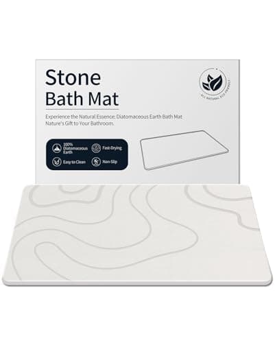 Stone Bath Mat for Bathroom, Diatomaceous Earth Shower Mat Quick Dry, White | Fast Drying, Super Absorbent, Non-Slip, Easy Maintenance, Easy to Clean, Sustainable Material