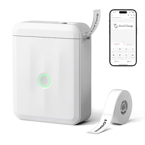 NIIMBOT D110 Mini Label Maker Machine with Tape for Home School, White | Portable Label Printer Bluetooth Thermal Sticker Labeler with Multiple Templates for Office Kitchen Jars Organization