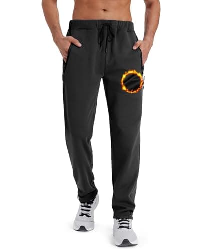 ZITY Mens Fleece Joggers Winter Warm Sweatpants with Zipper Pockets Black | Workout Sweatpants, Running Pants, Fleece Lined Sweatpants, Athletic Pants, Winter Pants