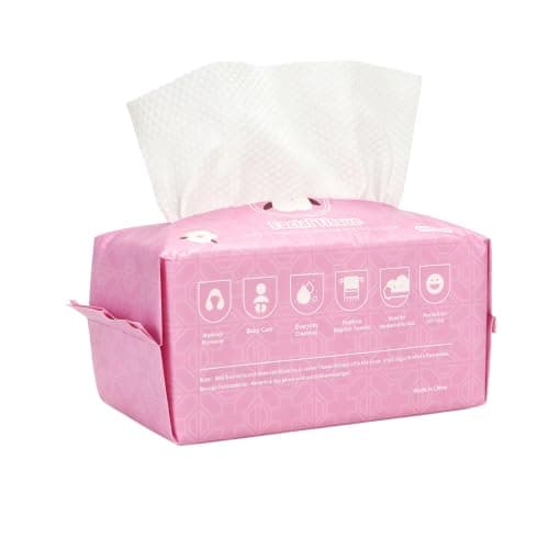 Disposable Face Towels 80 Count, 100% Pure Cotton Ultra Soft & Thick Facial Tissues, Lint-Free Wet Dry Use Face Cloths, Dual Texture Makeup Remover Wipes for Sensitive Skin