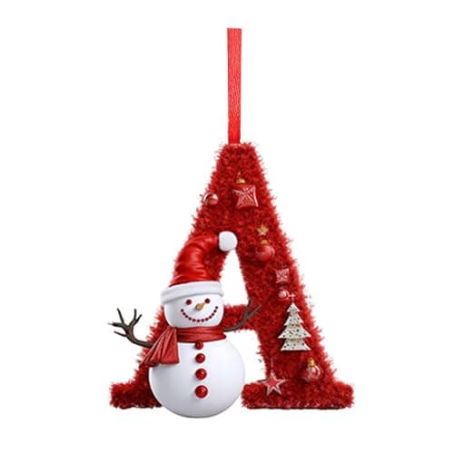 26 Letters Christmas Ornaments 3in Cute Snowman A-Z Hanging Pendant | 2D Acrylic Hanging Ornaments Pendant for Christmas Tree Decoration DIY Small Decorative Craft Party Supplies A