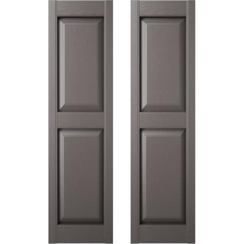 Builders Edge 14.75 in. W x 31 in. H Builders Edge, Standard Two Equal Panels, Raised Panel Shutters, Includes Matching Installation Spikes (Per Pair), 010 - Musket Brown