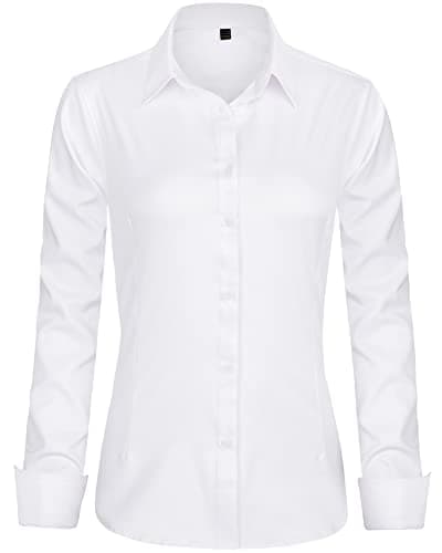 J.VER Womens Dress Shirts Long Sleeve Button Down Shirt Wrinkle-Free Business Casual Blouse Office Work Tops