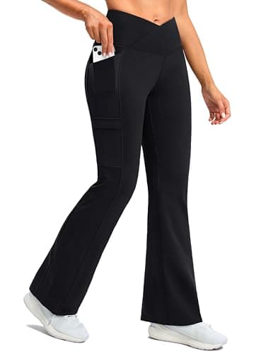 G Gradual Women's Fleece Lined Pants Water Resistant Thermal Flare Leggings | 29''/31'', Warm, High Waisted, Soft, V Cross-Waist, 4 Pockets Winter Hiking Yoga Snow Pants for Women