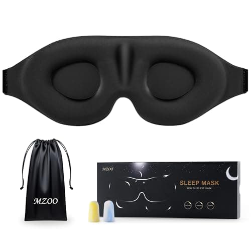 MZOO Luxury Sleep Mask for Women Men Patented Light Blocking Design | Zero Eye Pressure, 3D Contoured Sleeping Mask for Side Sleeper, Breathable, Adjustable, for Travel, Black