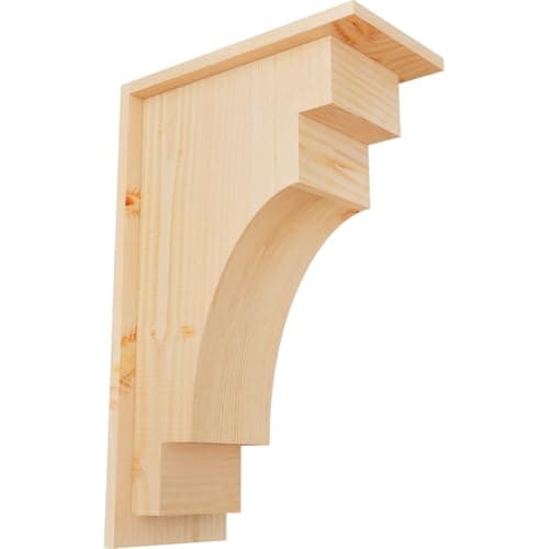 Ekena Millwork COR08X14X22MED01SDF 7 1/2 بوصة عرض × 14 بوصة عمق × 22 بوصة ارتفاع، حامل زخرفي متوسطي ناعم مزود بلوحة خلفية، خشب التنوب الدوغلاسي