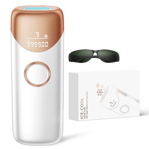 Ubroo Laser Hair Removal Hair Reduction in 2 Session(Gold) | 41°F Ice Cooling IPL Hair Removal Device At-Home Laser Hair Removal for Women & Men, for Legs Bikini Armpits Facial Use