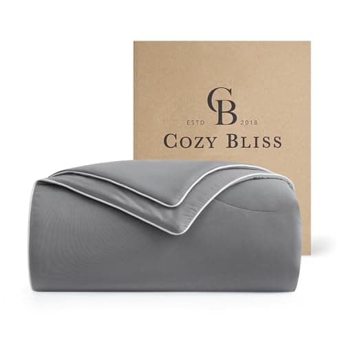 Cozy Bliss Cooling Comforter King Size, Reversible Lightweight Cooling Blankets for Hot Sleepers and Night Sweats, Q-Max>0.45 Soft Breathable Silky Smooth Summer Comforter, Dark Grey, 106"x90"