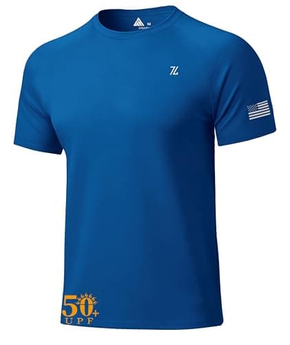 WENTTUO Men's Swim Shirt Short Sleeves UPF 50+ Rash Guard Fast Dry Swimming Rashguard Tee Shirt UV Protection Running Athletic T-Shirts Blue