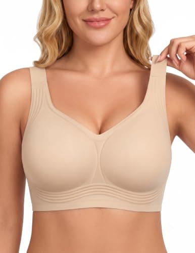 PoseFree Jelly Bras for Women, Wireless No Underwire, Full Coverage Support | Plus Size Bra for Large Breasts, Support & Lift, Minimizer, Seamless Back Smoothing, Soft Comfortable Everyday T Shirt Bra