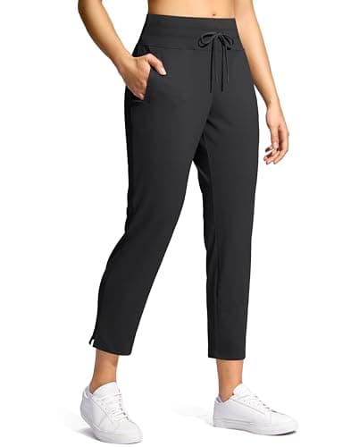 YYV Women's High Waisted Golf Pants 7/8 Stretch Ankle Pants(Black S)