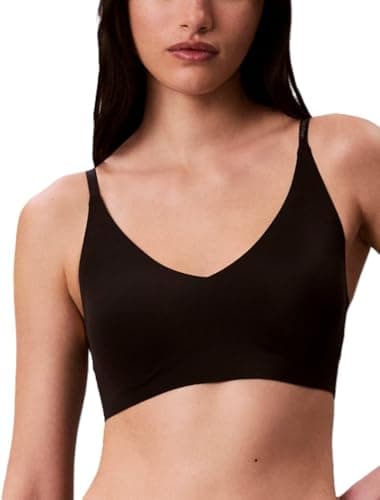 Calvin Klein Invisibles Comfort Lightly Lined Seamless Wireless Triangle Bralette Bra, Black, Large