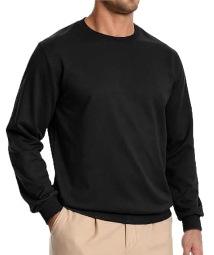 ZITY Men's Athletic Crewneck Sweatshirt Classic Versatile Lightweight Long Sleeve Sweatshirts for Men Black,M