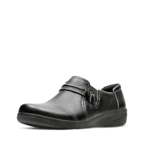 Clarks Women's Cheyn Madi Loafer, Black Tumbled Leather, 6 M US