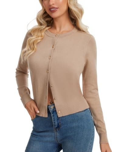 TendFabr Women's Lightweight Knit Sweaters Fall Long Sleeve Cardigan