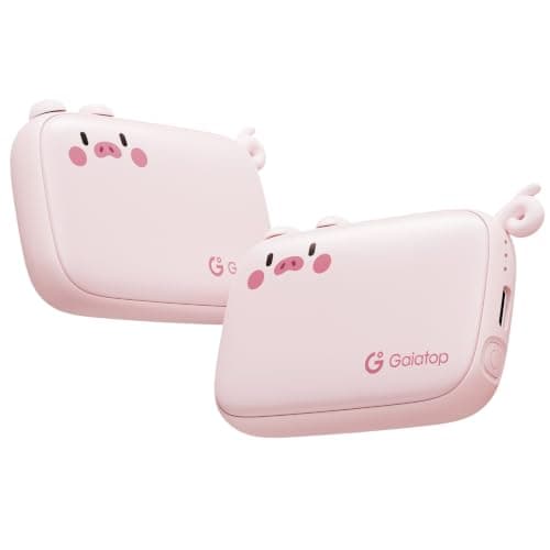 Gaiatop Electric Hand Warmers Rechargeable 2 Pack 0.6 in Ultra-Slim Warmers | 3 Levels, Winter Essential for Golf, Walking, Office & Commute, Cute Gifts for Women Stocking Stuffers for teen, Pig Pink