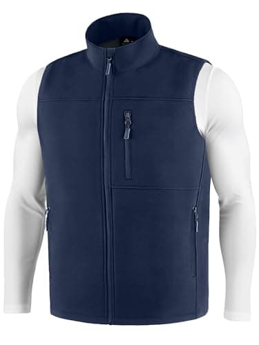 WENTTUO Mens Waterproof Softshell Vest, Fleece Lined Windproof Golf Vest | Polyester, Waterproof Windproof Finish, Multi Zipper Pockets, Warm Lightweight Vest For Golf, Fishing, Daily Wear