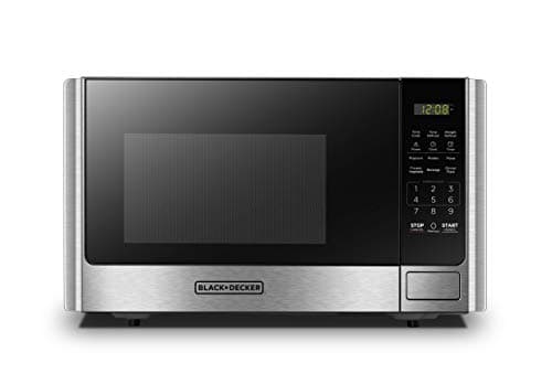 BLACK+DECKER Countertop Microwave Oven, 0.9 Cu.Ft, 900W, Stainless Steel | 10 Power Levels, Push-Button Door, Child Safety Lock, Countertop, 6 Auto Cook Presets