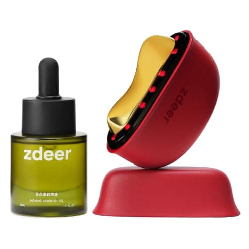 ZDEER PRO Electric Heated Gua Sha Kit, Red Light Face Massager Tool, Red | 2026 Upgraded Facial Care Set, 30ML Lavender Face Oil, Skin Firming Device for Facial Sculpting, Women's Gift for Mom