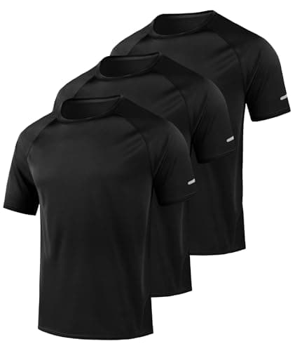 Little Beauty 3 Pack Mens Workout Shirts Fast Dry Athletic T-Shirts Moisture Wicking Running Gym Short Sleeve T Shirts Black Black Black 2XL