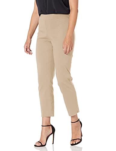 Briggs New York Womens Super Stretch Millennium Slimming Pull-on Ankle Pants, Cobblestone, 16 US
