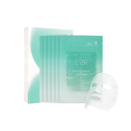 YBK Relief Hydration Light Mask, Moisturizing Sheet Mask with Cica Extract, For Dry Skin 25ML*5EA-Cooling Soothing Hydrogel Face Mask with Centella Asiatica & 5 Ceramides, Deep Hydration