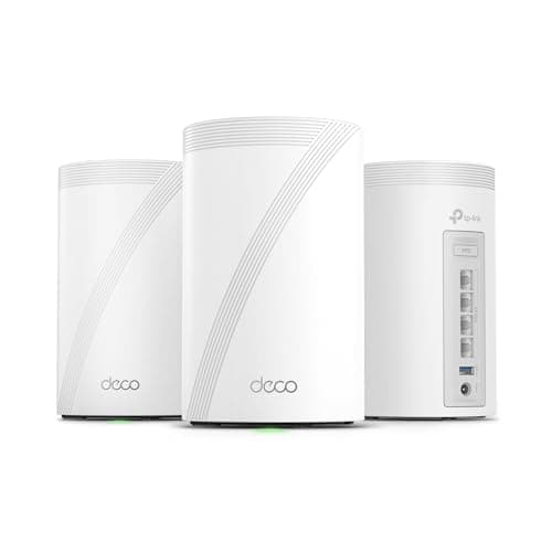 Deco 7 Pro Tri-Band WiFi 7 BE10000 Whole Home Mesh System 6-Stream 10 Gbps | 4 x 2.5G Ports Wired Backhaul, 4 x Smart Internal Antennas, Up to 7,600 Sq.ft, VPN, HomeShield, AI-Roaming (BE63 3-Pack)