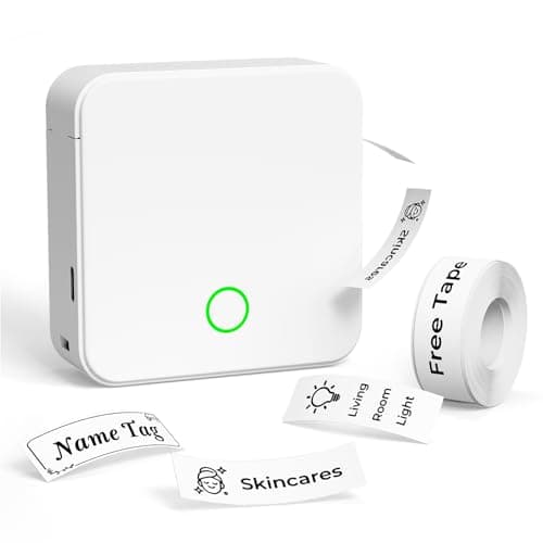 DETONGER P0 Label Maker, Thermal Machine Sticker Label Printer, Label Maker Waterproof Labels, Multiple Templates, Portable Thermal Small Label Printer for Home Office School Organization White