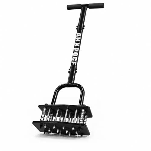 12 Spike Manual Lawn Aerator Tool, 4.53-Inch Deep, 6.5mm Thick Spikes, Heavy Duty Soil Aerator for Hard Soil Lawn Care
