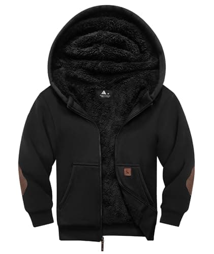 WENTTUO Boys Zip Up Hoodie Kid Hooded Jacket | Fleece Lining,Soft Warm coat,Fall Winter Outwear for 6-15 Years Unisex,Sweatshirt Suitable for School,Outdoor
