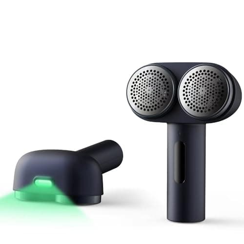 Nesugar Dual-Head Fabric Shaver and Lint Remover, Electric Sweater Defuzzer with Green Light Detection, 3 Speeds, M5