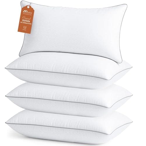 Sasttie King Size Pillows Set of 4, Bed Pillows for Side, Back, and Stomach Sleepers - Oeko-Tex Certified Supportive Down Alternative Plump Filling - Hotel Quality and Machine Washable, 4 Pack