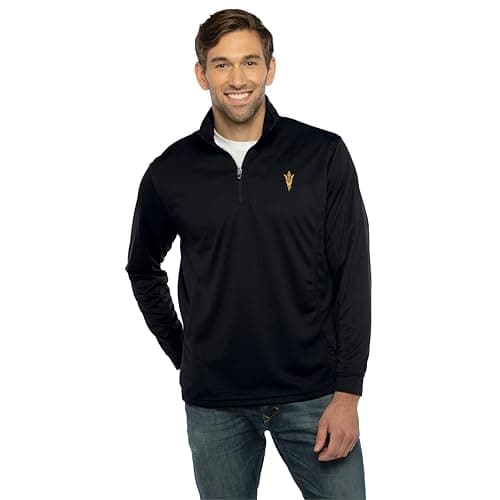 Vantage Apparel Poly Micro Mesh Black 1/4 Zip, Arizona State, XXL