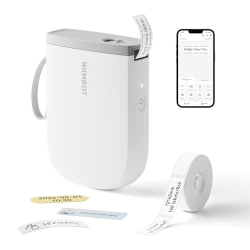 NIIMBOT D11 Label Maker, 300DPI Potable Printer for Home & Business, White | Bluetooth Label Printer, Come with 1 Roll Tape 12*40mm for Organizing Home Office School, Easy Setup