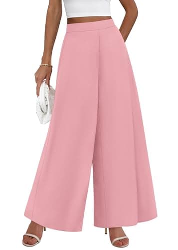KIRUNDO Palazzo Pants for Women 2026 Loose Wide Leg Trousers,Pink,L