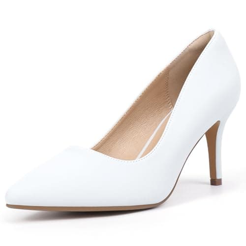 IDIFU High Closed Toe Heels Women's Pumps Pointed Stiletto Dress Shoes | 3 Inch Heel Slip On Trendy Dressy Fashion Cute Comfortable Wedding Prom Work Office Graduation Business Bride Guest Ladies