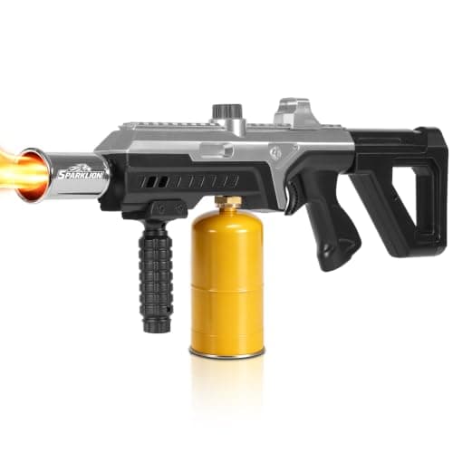 Powerful Propane Torch Gun, Adjustable Flame Thrower Gun for BBQ, Charcoal Lighter, Steak Searing, Campfire, Outdoor Cooking (Tank Not Included)
