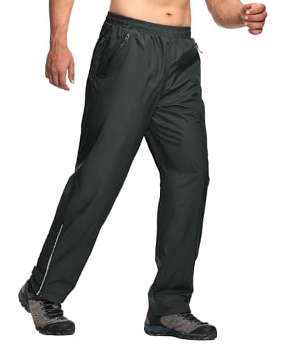 Men's Rain Pants Waterproof Lightweight Breathable Hiking Pants | Mesh‑Lined, Ankle Zips, Waterproof Zippers, Windproof, Fully Taped Seams, Reflective Strips, For Fishing, Golf, Work