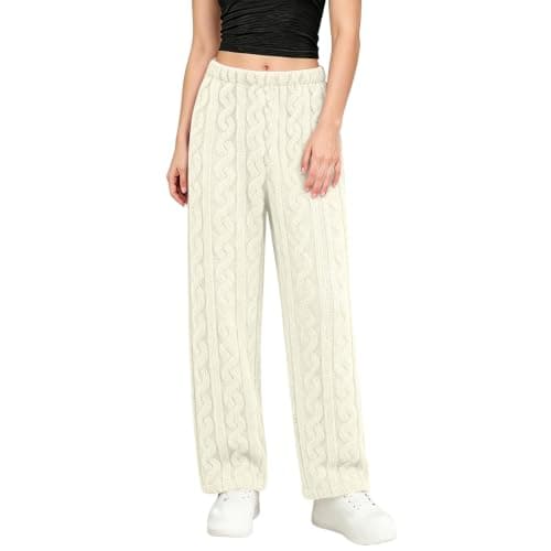 Women's Plush Fluffy Pajama Pants Elastic Wasit Warm Lounge Bottoms