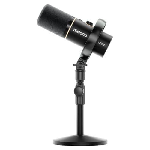 MAONO PD200W Hybrid Wireless Podcast Microphone for PC, Dynamic XLR USB Mic | Desktop Stand Mic with Software, Noise Cancellation, for Vocal Recording, Streaming, Content Creation, Home Studio, Voiceover