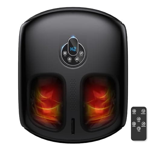 Foot Massager with Heat, 4 Modes & Vibration & Compression & Rolling for Feet Toes Relief, Electric Shiatsu Foot Massager with Remote, Fits Up to Men's Size 12, Gift for Women Men Father's Day